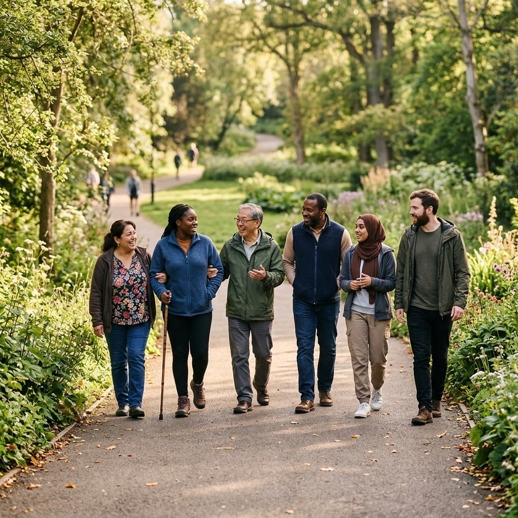 Carers taking a wellbeing walk together